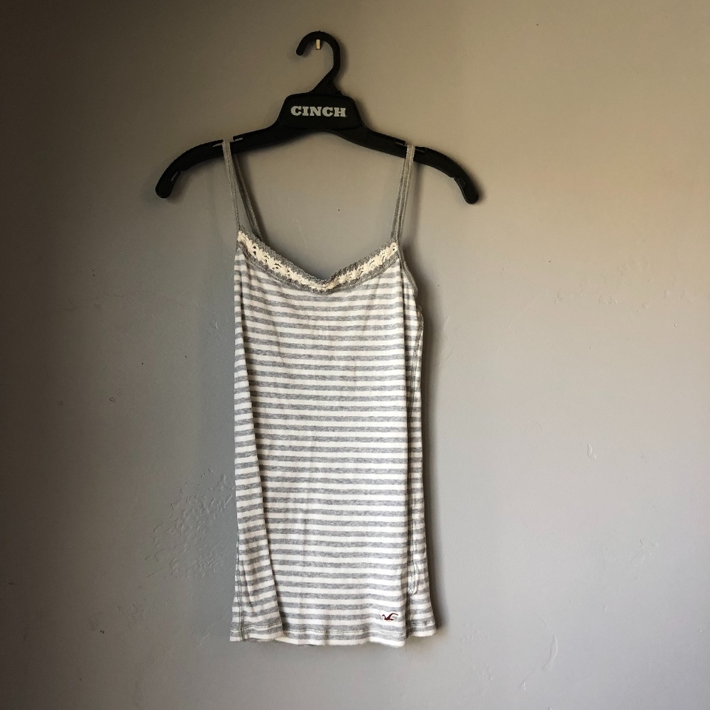 Grey and White striped tank top